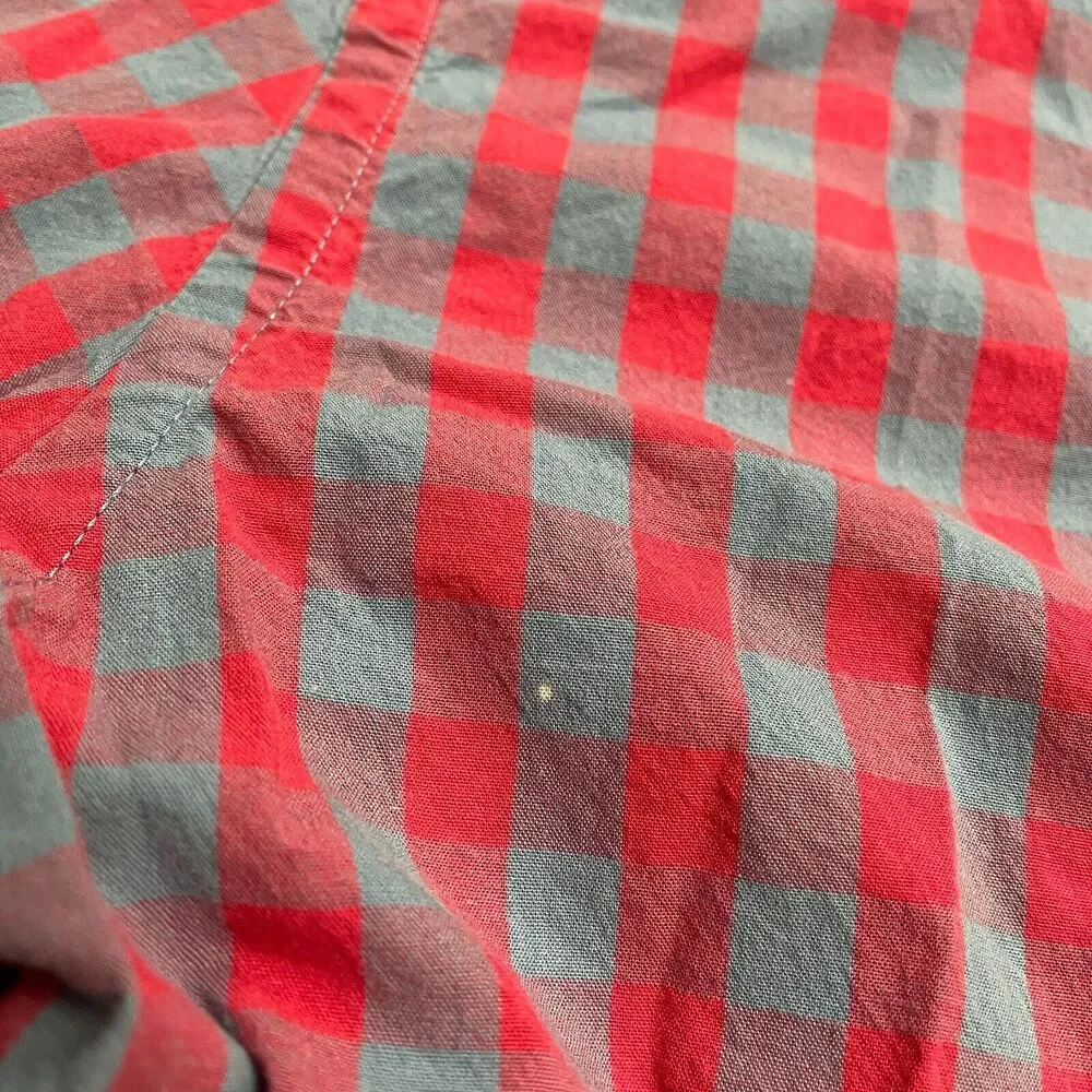 J.Crew Flex Washed Slim Fit Shirt Mens Medium Red Blue Plaid Long Sleeve Casual